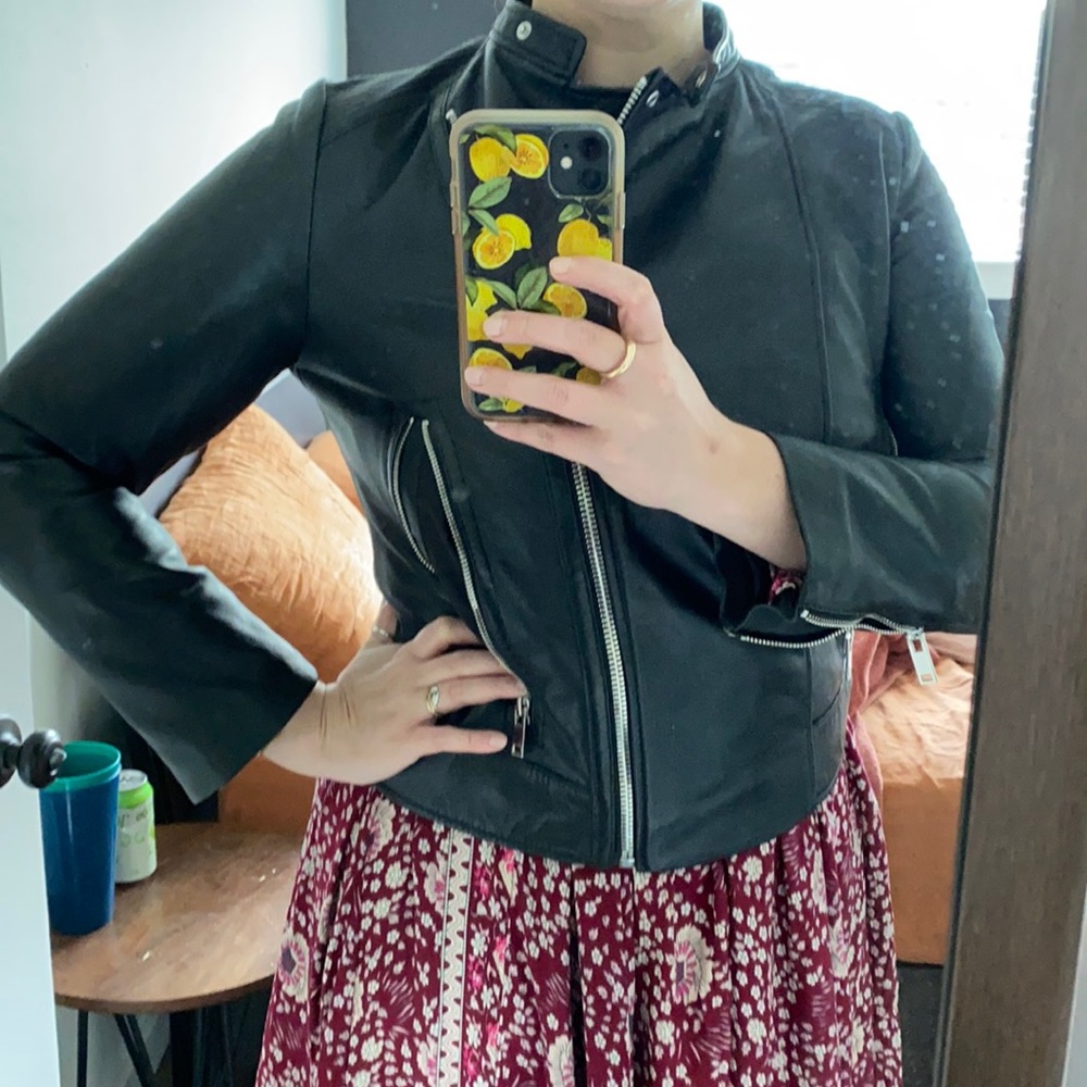 Mango Verona Leather Motorcycle Jacket - Picture 7 of 12